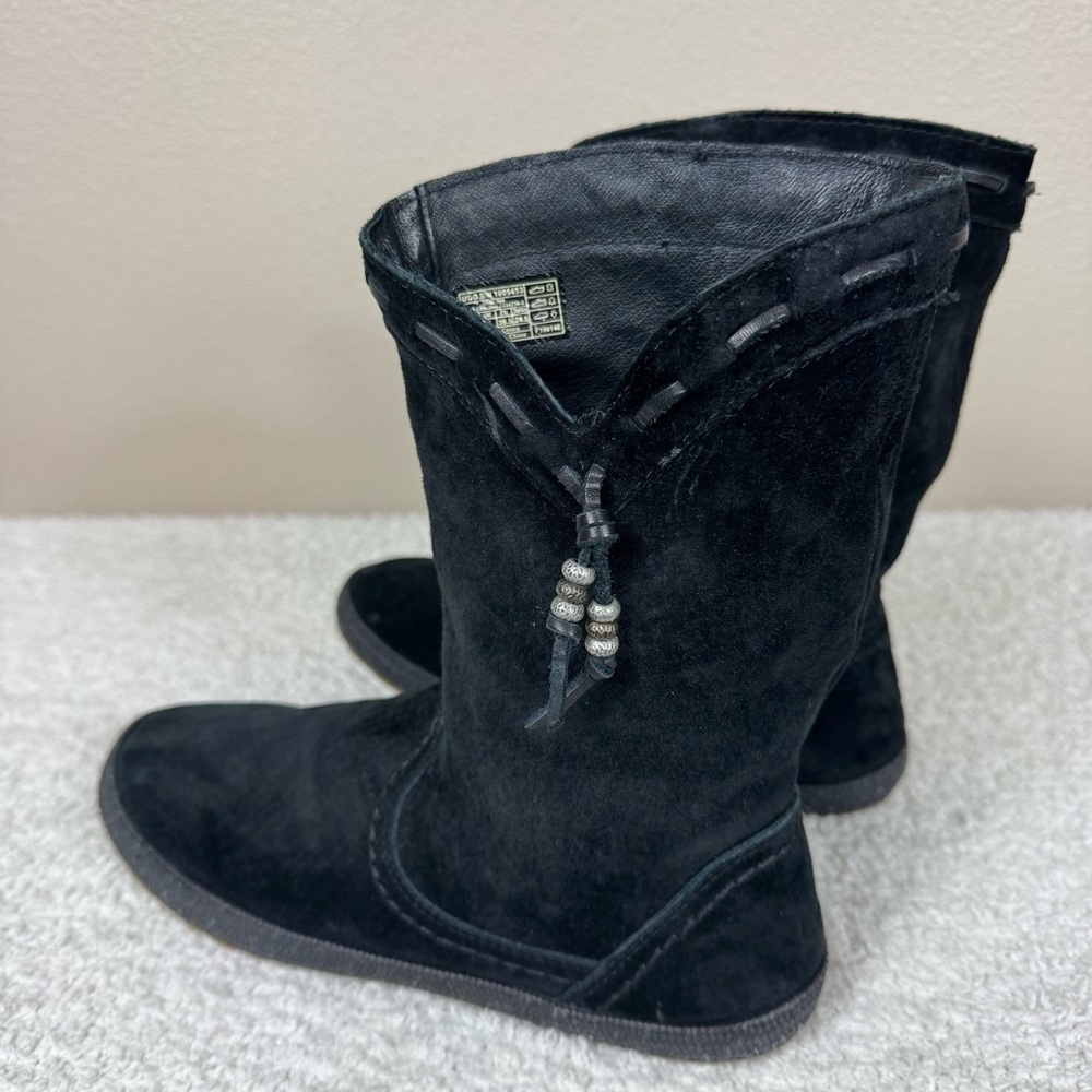 Ugg Laurin Mid Calf Suede Moccasin Boots Grounding Black Leather Suede - Picture 5 of 15